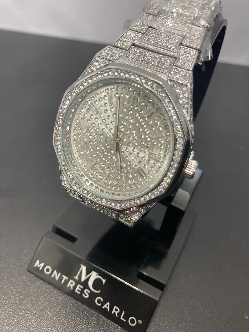 Montres Carlo Silver Crystal-Embellished Watch